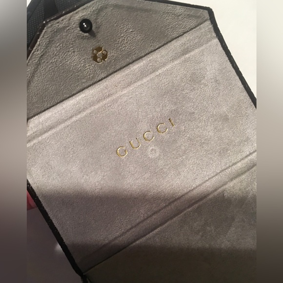 Gucci Triangle Logo Large Brown Leather Sunglass Case For Large Shades Triangle - Picture 9 of 16